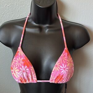 Triangl Swimwear Velvet Pink and Orange Floral Bikini Top XL